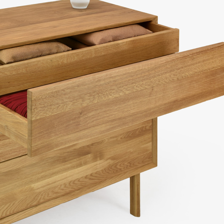 Dubová komoda so zásuvkami Oslo II na nožičkách