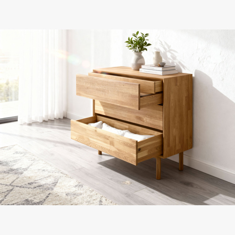 Dubová komoda so zásuvkami Oslo II na nožičkách