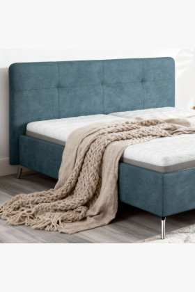 Čalúnená posteľ s úložným priestorom modrá, 180 x 200 cm 2