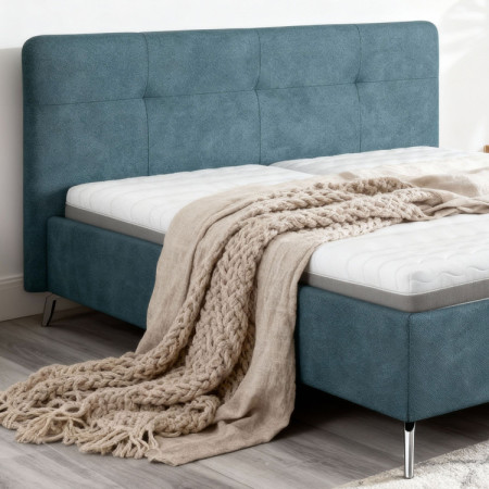 Čalúnená posteľ s úložným priestorom modrá, 180 x 200 cm