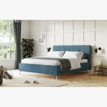 Čalúnená posteľ s úložným priestorom modrá, 160 x 200 cm