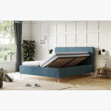 Čalúnená posteľ s úložným priestorom modrá, 160 x 200 cm
