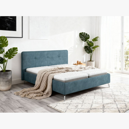 Čalúnená posteľ s úložným priestorom modrá, 160 x 200 cm