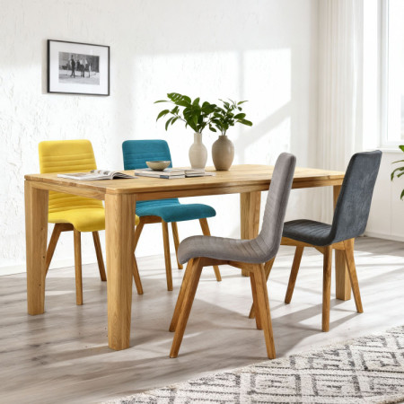 Čalúnené stoličky Arosa dubové nohy a jedálenský stôl dub York