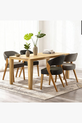 Luxusné jedálenské stoličky Almondo z dubu vrátane dubového stola York pre 4 - 8 osôb