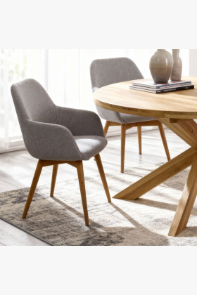 Rozkladací okrúhly stôl z masívu dub a stoličky 2