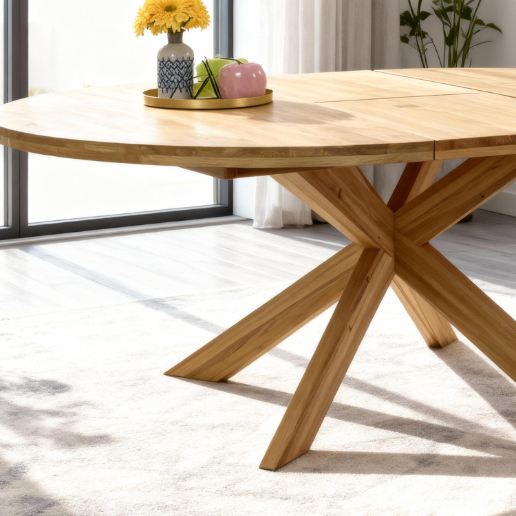 Rozkladací okrúhly stôl z masívu dub a stoličky