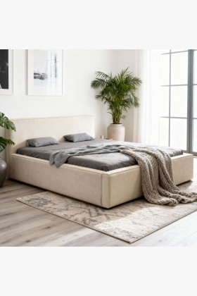 Manželská látková posteľ v béžovej farbe, Vierka 180 x 200 cm