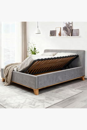 Manželská posteľ na nožičkách s úložným priestorom 180 x 200 cm 2