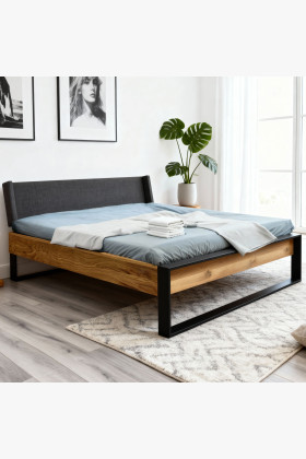 Dubová posteľ s kovovými nohami 180 x 200 cm