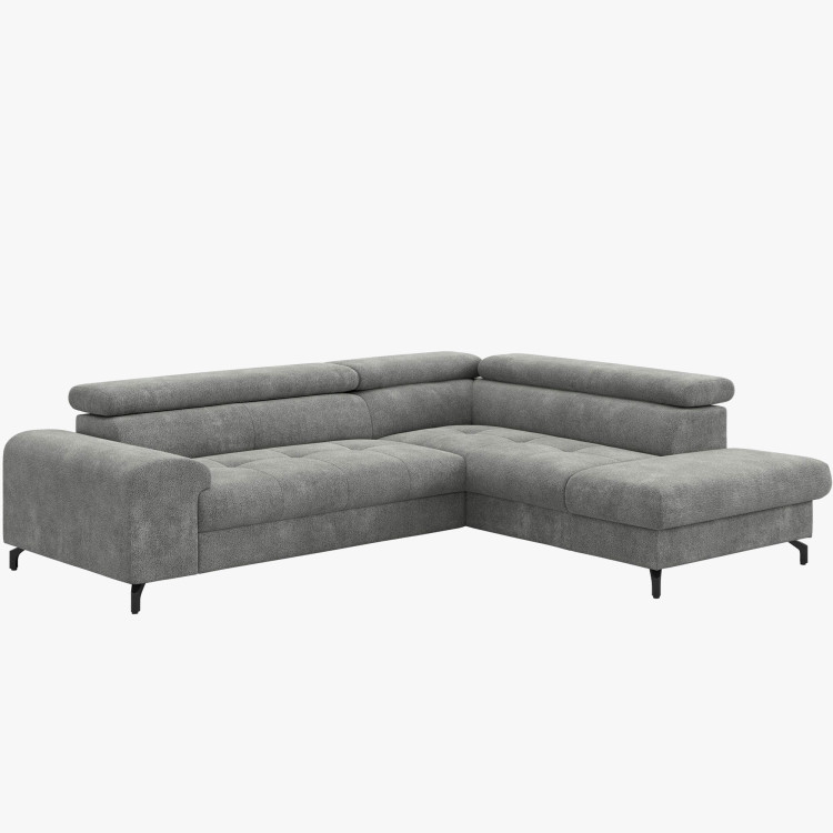 Rohová sedačka s funkciou spania a odkládacím priestorom - Pravá, platinová farba