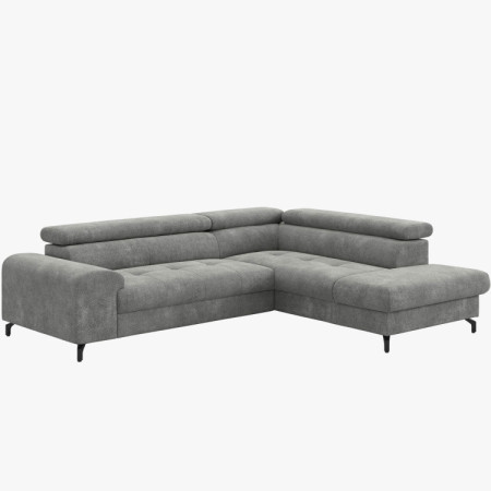 Rohová sedačka s funkciou spania a odkládacím priestorom - Pravá, platinová farba