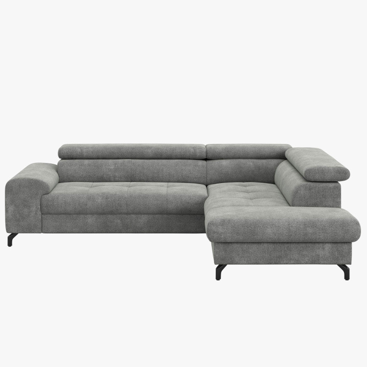 Rohová sedačka s funkciou spania a odkládacím priestorom - Pravá, platinová farba