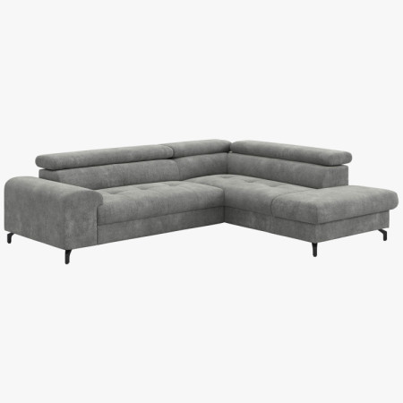 Rohová sedačka s funkciou spania a odkládacím priestorom - Pravá, platinová farba