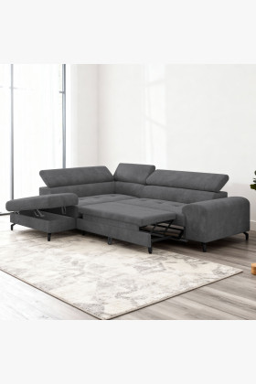 Rohová sedačka s funkciou spania a odkladacím priestorom - Ľavá, coal farba 2