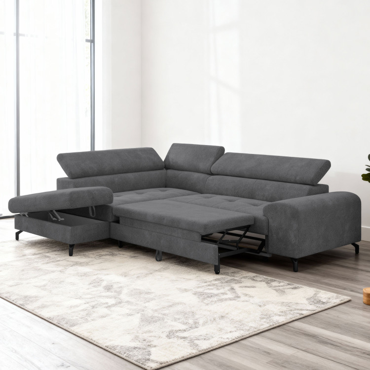 Rohová sedačka s funkciou spania a odkladacím priestorom - Ľavá, coal farba