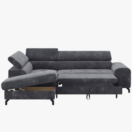 Rohová sedačka s funkciou spania a odkladacím priestorom - Ľavá, coal farba