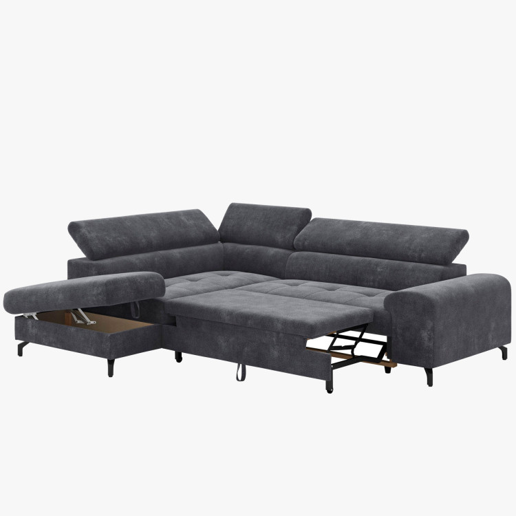 Rohová sedačka s funkciou spania a odkladacím priestorom - Ľavá, coal farba