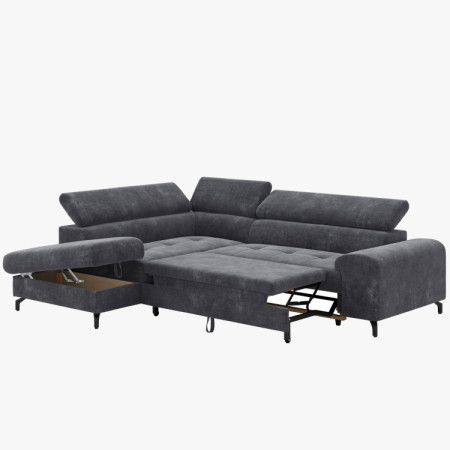 Rohová sedačka s funkciou spania a odkladacím priestorom - Ľavá, coal farba