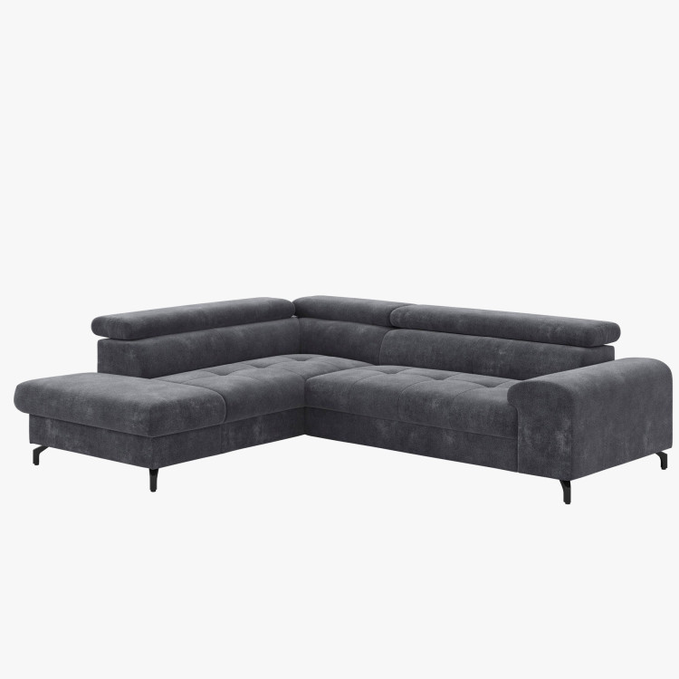 Rohová sedačka s funkciou spania a odkladacím priestorom - Ľavá, coal farba