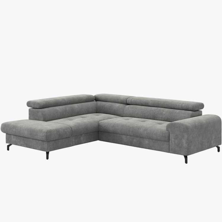 Rohová sedačka s funkciou spania a odkladacím priestorom - Ľavá, platinová farba