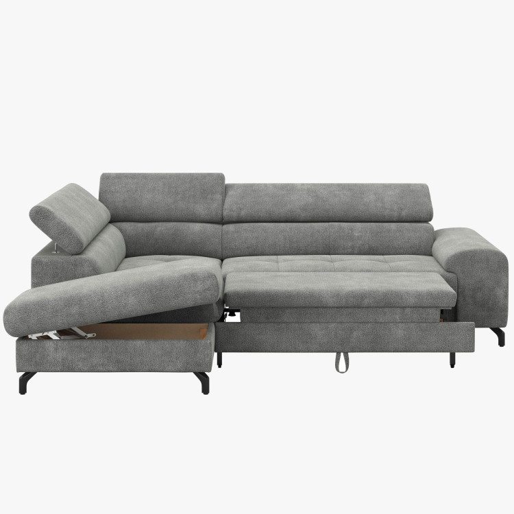 Rohová sedačka s funkciou spania a odkladacím priestorom - Ľavá, platinová farba