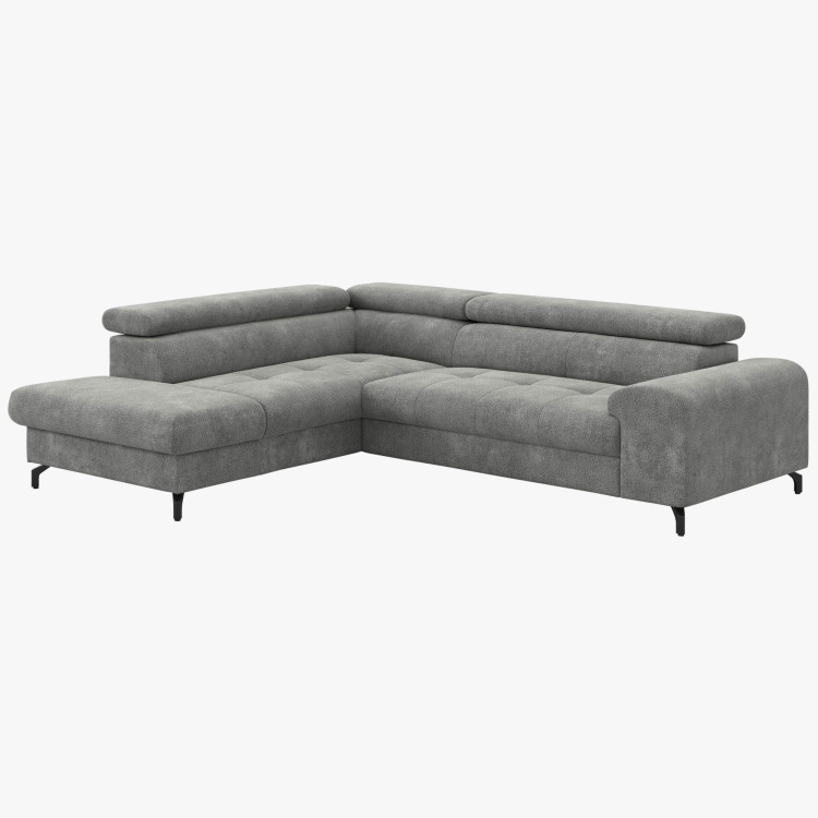 Rohová sedačka s funkciou spania a odkladacím priestorom - Ľavá, platinová farba