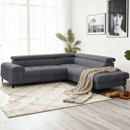 Rohová sedačka s funkciou spania a odkladacím priestorom - Pravá, coal farba