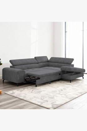 Rohová sedačka s funkciou spania a odkladacím priestorom - Pravá, coal farba 2