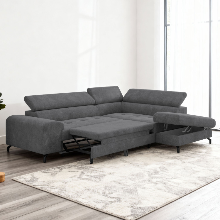 Rohová sedačka s funkciou spania a odkladacím priestorom - Pravá, coal farba