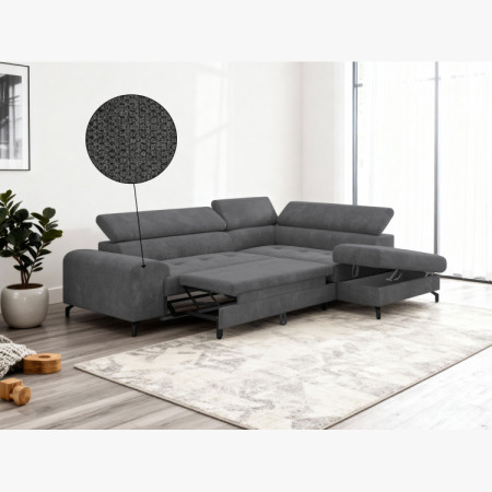 Rohová sedačka s funkciou spania a odkladacím priestorom - Pravá, coal farba