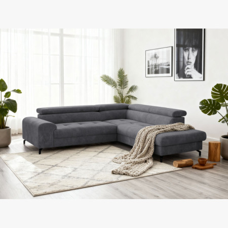 Rohová sedačka s funkciou spania a odkladacím priestorom - Pravá, coal farba