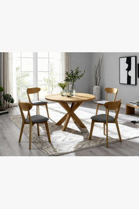 Jídelní set Holger & Helsinki – masívny dubový stôl a škandinávske stoličky 2