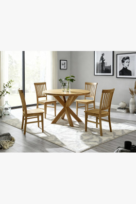 Jídelní set Holger & Rain – masívny dubový stôl a robustné stoličky 2