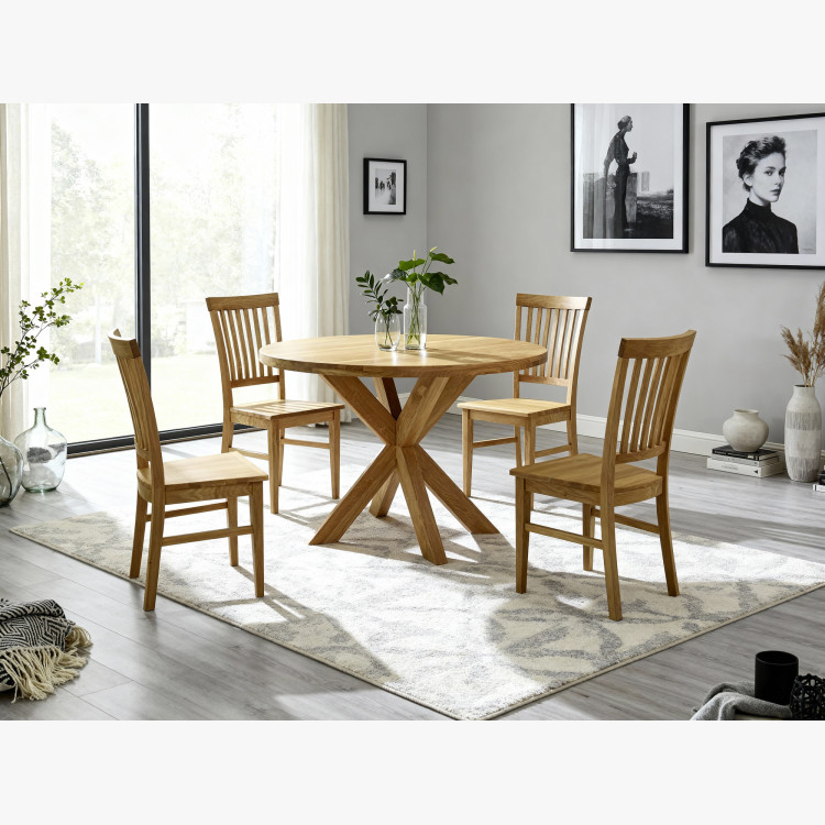 Jídelní set Holger & Rain – masívny dubový stôl a robustné stoličky