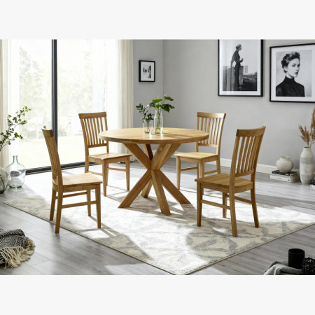 Jídelní set Holger & Rain – masívny dubový stôl a robustné stoličky