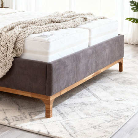 Látková posteľ na nožičkách s úložným boxom 160, hnedá Mercur