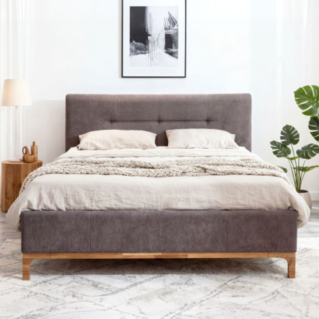 Látková posteľ na nožičkách s úložným boxom 160, hnedá Mercur