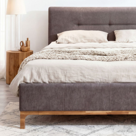 Látková posteľ na nožičkách s úložným boxom 160, hnedá Mercur