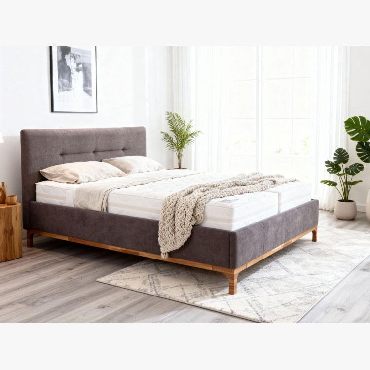 Látková posteľ na nožičkách s úložným boxom 160, hnedá Mercur