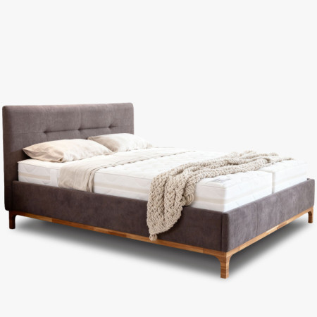 Látková posteľ na nožičkách s úložným boxom 160, hnedá Mercur