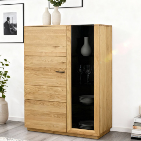 Dvojdverová dubová vitrína s presklenými dvierkami