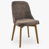 Elegantné jedálenské stoličky v šedo hnedej látke a dubových nohách