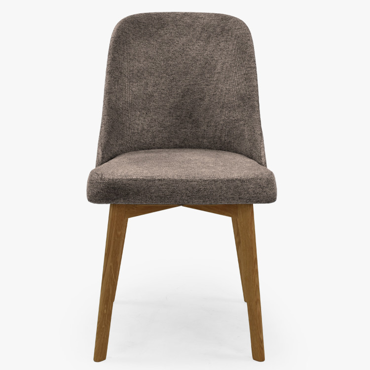 Elegantné jedálne stoličky v sivej hnedej látke a dubové nohy