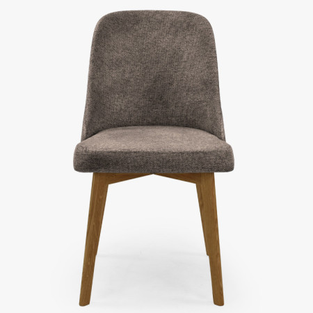 Elegantné jedálne stoličky v sivej hnedej látke a dubové nohy