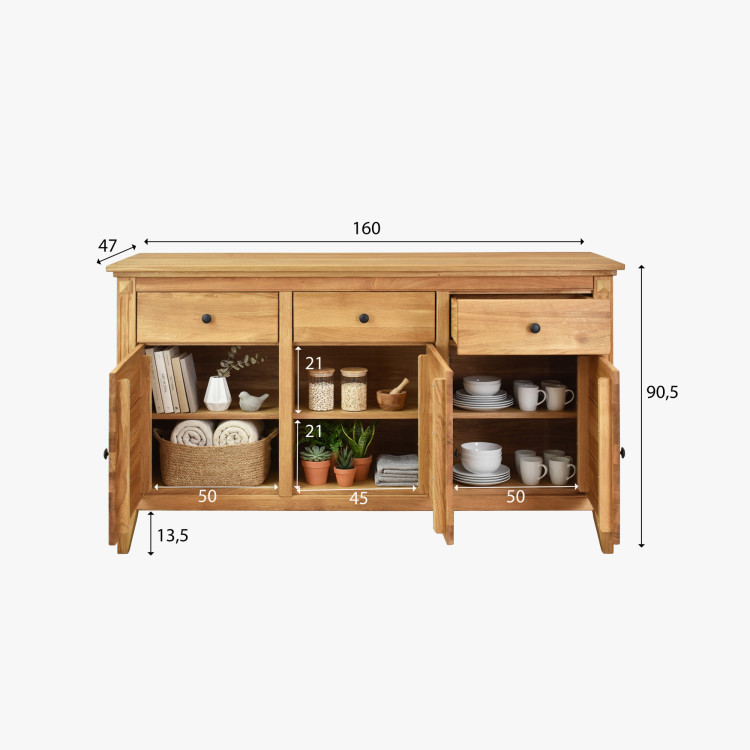 Dubová komoda s dvierkami v rustikálnom štýle