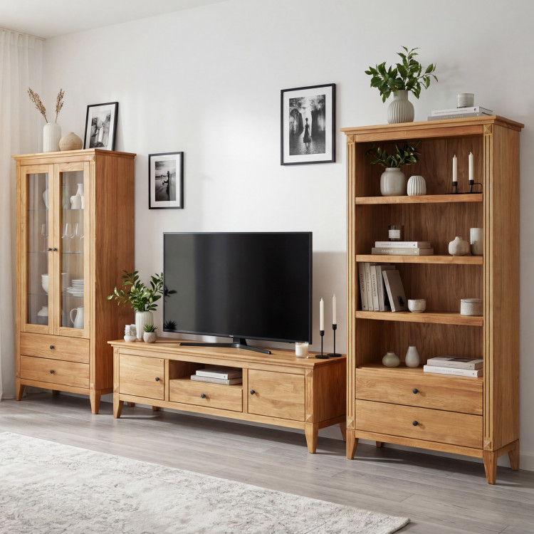 Súprava nábytku do obývacej izby v rustikálnom severskom štýle z duba