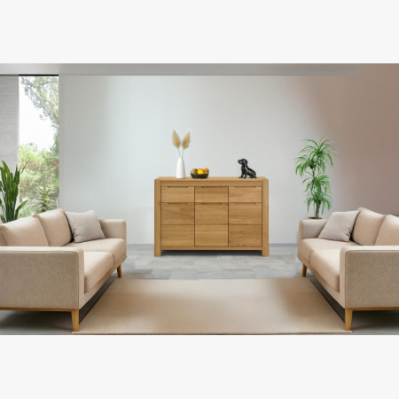 Dubová komoda s dvierkami a zásuvkami