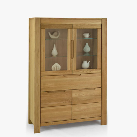 Dubová vitrína so sklennými dvierkami a pevnými