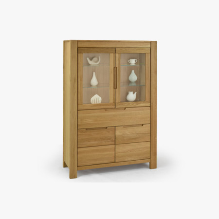 Dubová vitrína so sklennými dvierkami a pevnými